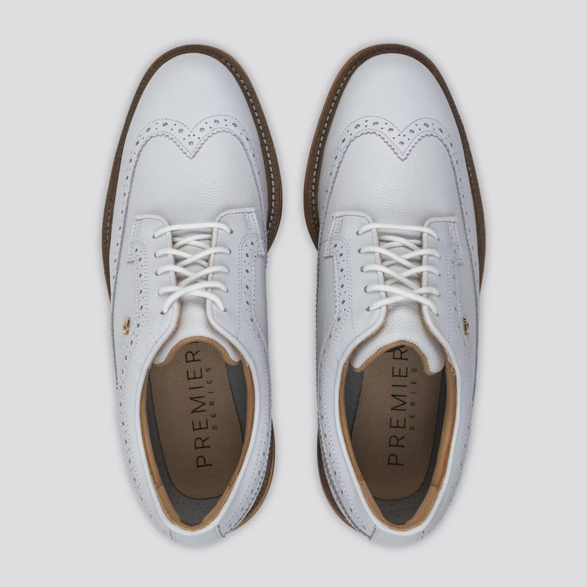Premiere Series Marquis Cleated Laced Golf Shoes White/Brown