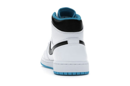 Jordan 1 Mid Laser Blue Sneakers – White/Laser Blue-Black – 554724-141